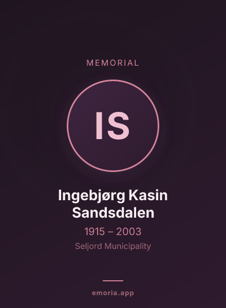 Memorial portrait of Ingebjørg Kasin Sandsdalen