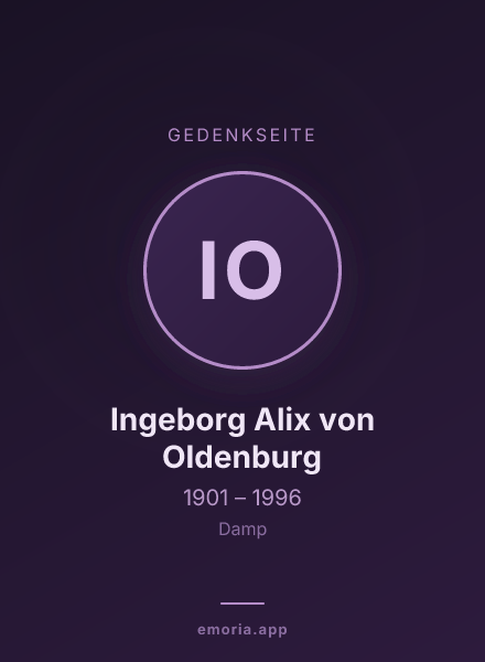 Gedenkportrait von Ingeborg Alix von Oldenburg