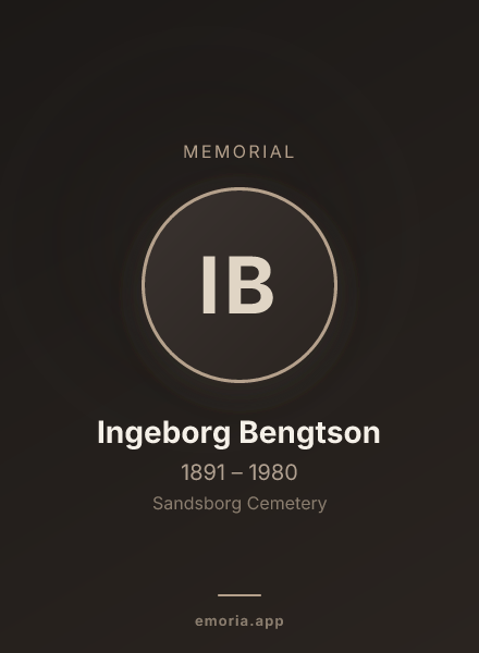 Memorial portrait of Ingeborg Bengtson