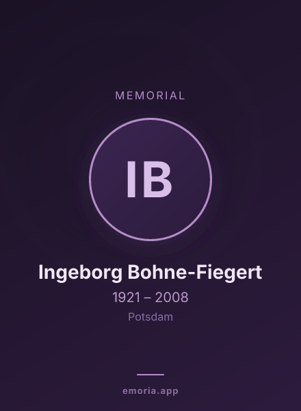 Memorial portrait of Ingeborg Bohne-Fiegert