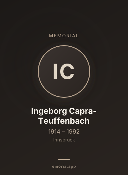Memorial portrait of Ingeborg Capra-Teuffenbach
