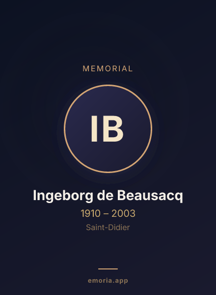 Memorial portrait of Ingeborg de Beausacq