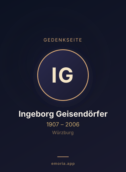 Gedenkportrait von Ingeborg Geisendörfer