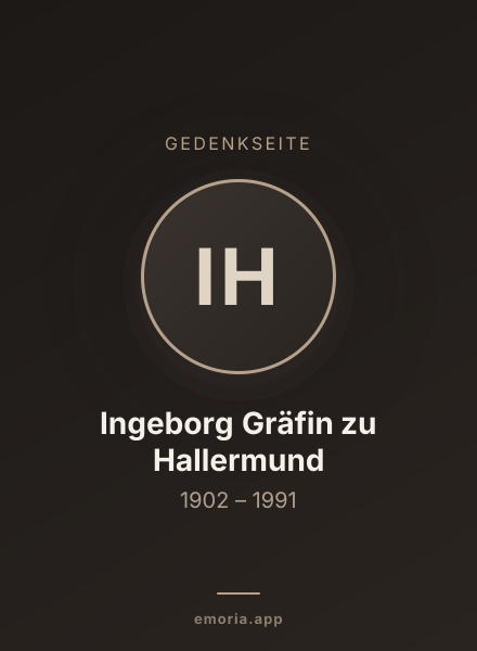 Gedenkportrait von Ingeborg Gräfin zu Hallermund