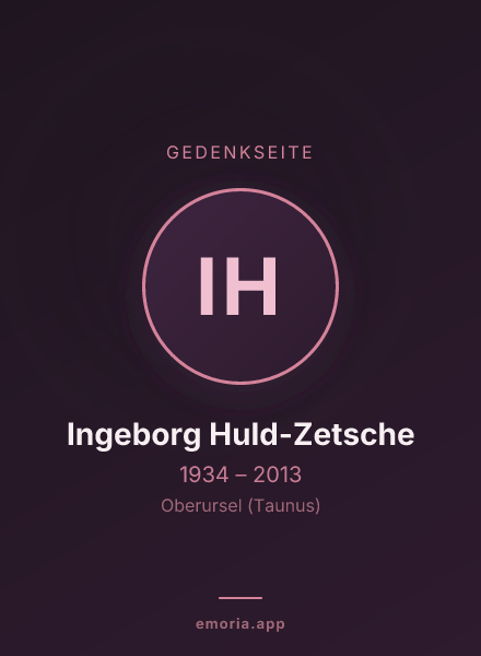Gedenkportrait von Ingeborg Huld-Zetsche