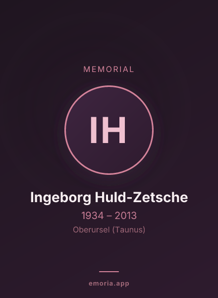 Memorial portrait of Ingeborg Huld-Zetsche
