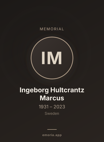 Memorial portrait of Ingeborg Hultcrantz Marcus