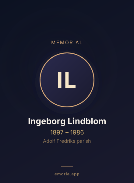 Memorial portrait of Ingeborg Lindblom