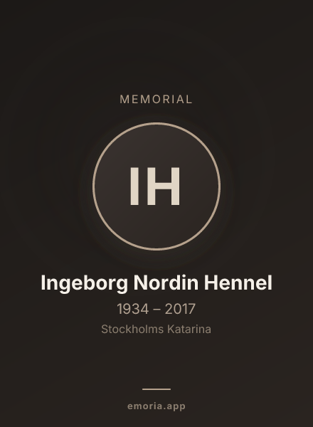 Memorial portrait of Ingeborg Nordin Hennel