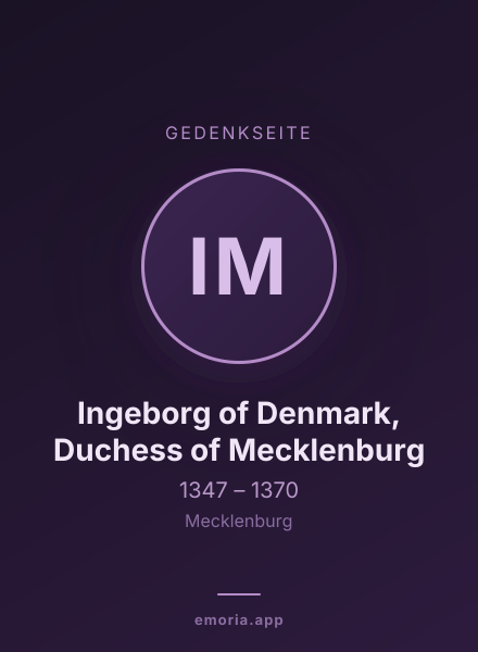 Gedenkportrait von Ingeborg of Denmark, Duchess of Mecklenburg