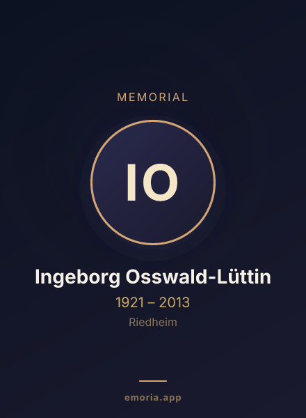 Memorial portrait of Ingeborg Osswald-Lüttin