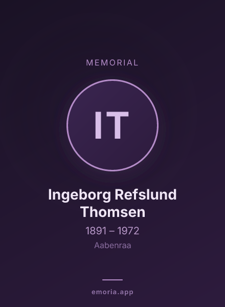 Memorial portrait of Ingeborg Refslund Thomsen
