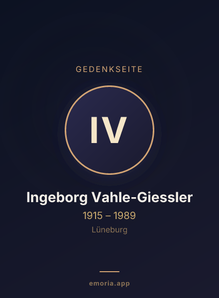 Gedenkportrait von Ingeborg Vahle-Giessler