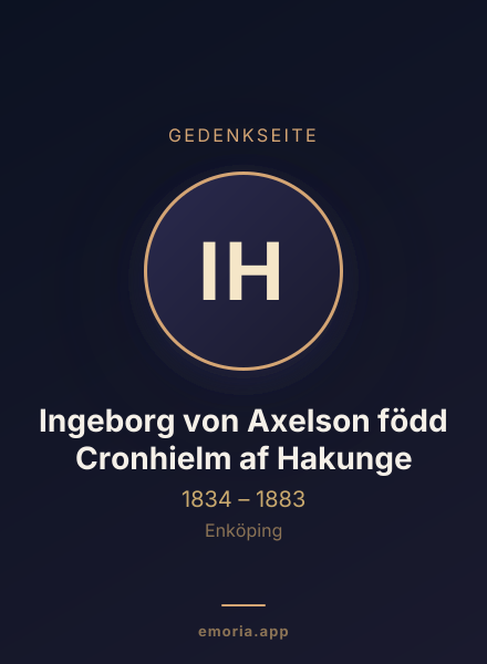 Gedenkportrait von Ingeborg von Axelson född Cronhielm af Hakunge