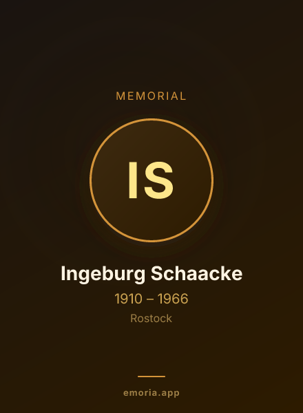 Memorial portrait of Ingeburg Schaacke