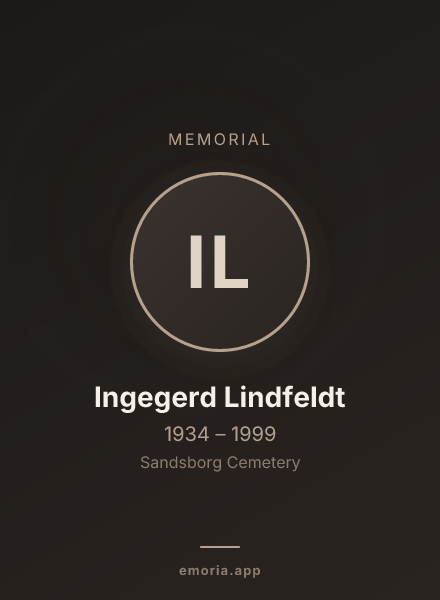 Memorial portrait of Ingegerd Lindfeldt