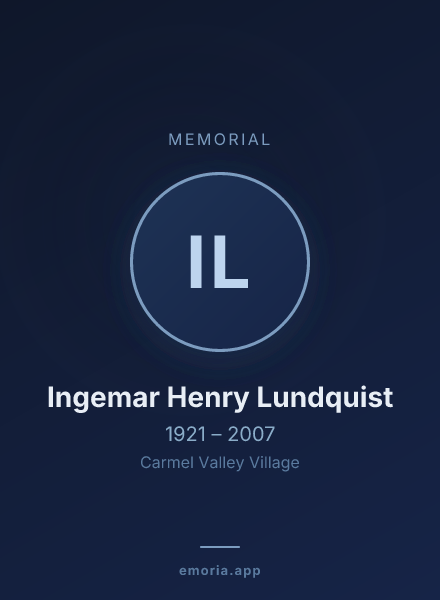 Memorial portrait of Ingemar Henry Lundquist