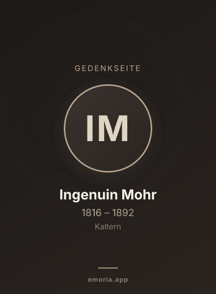 Gedenkportrait von Ingenuin Mohr