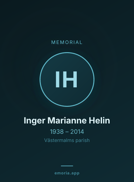 Memorial portrait of Inger Marianne Helin