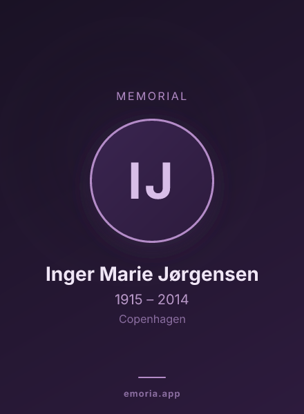 Memorial portrait of Inger Marie Jørgensen