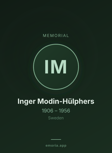 Memorial portrait of Inger Modin-Hülphers