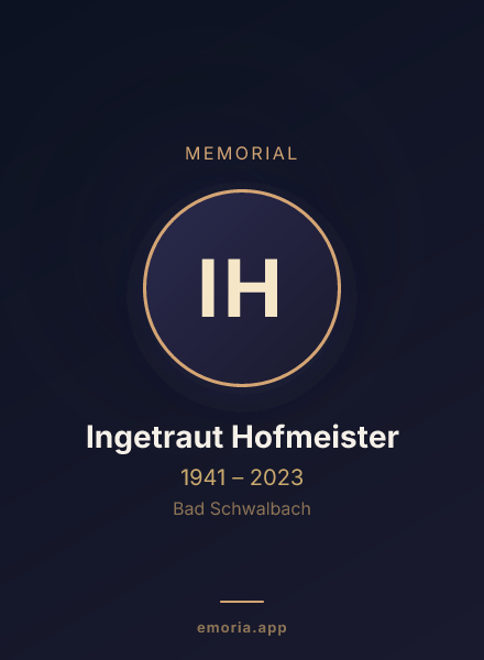 Memorial portrait of Ingetraut Hofmeister