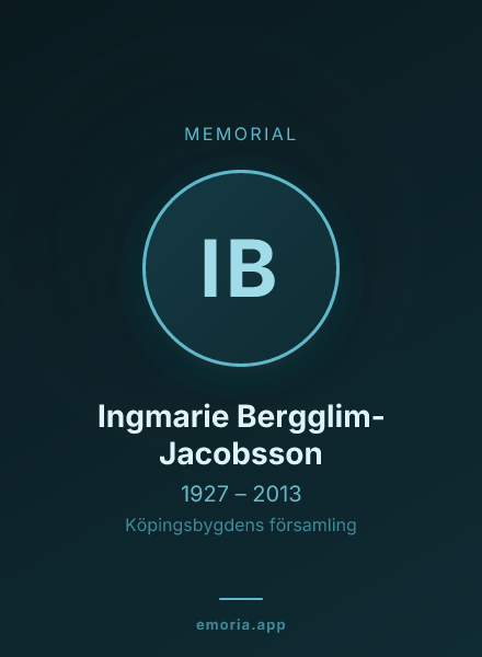 Memorial portrait of Ingmarie Bergglim-Jacobsson
