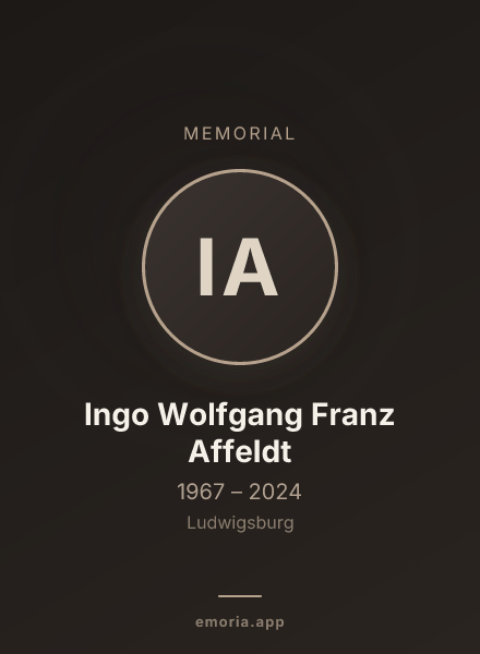 Memorial portrait of Ingo Wolfgang Franz Affeldt