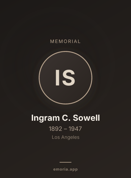 Memorial portrait of Ingram C. Sowell