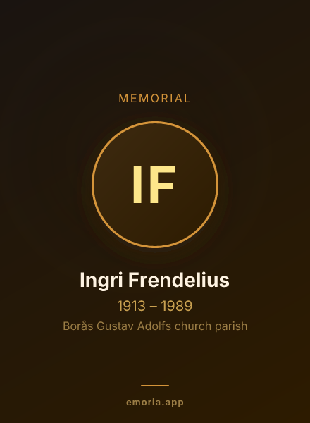 Memorial portrait of Ingri Frendelius