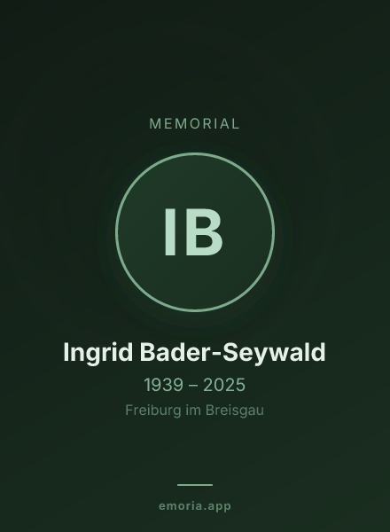 Memorial portrait of Ingrid Bader-Seywald