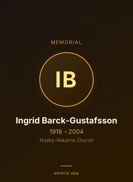 Memorial portrait of Ingrid Barck-Gustafsson