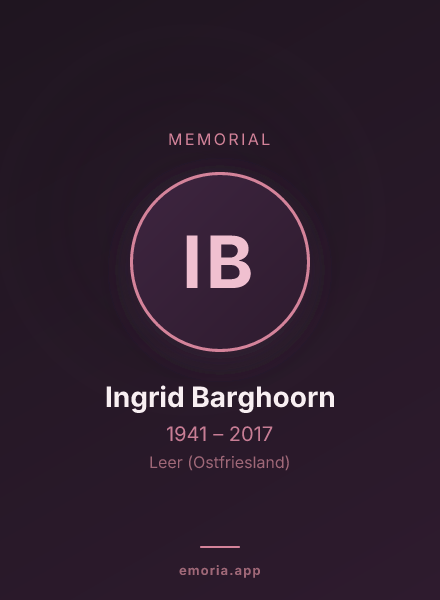 Memorial portrait of Ingrid Barghoorn