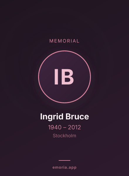 Memorial portrait of Ingrid Bruce