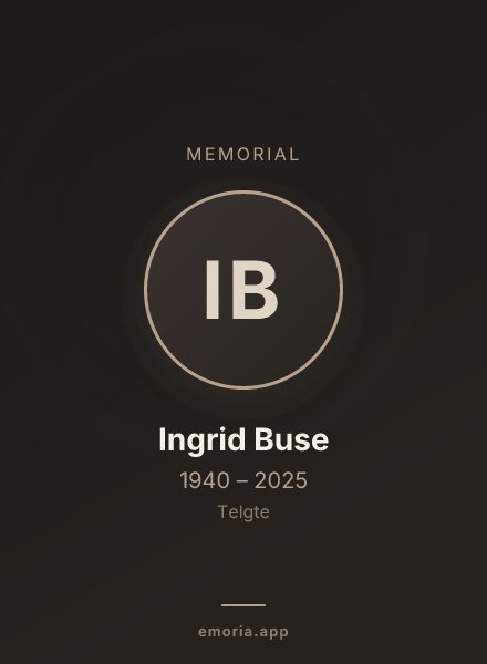 Memorial portrait of Ingrid Buse