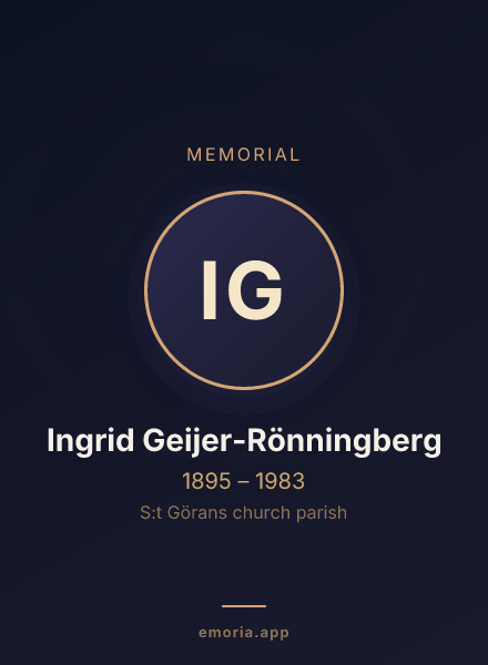 Memorial portrait of Ingrid Geijer-Rönningberg
