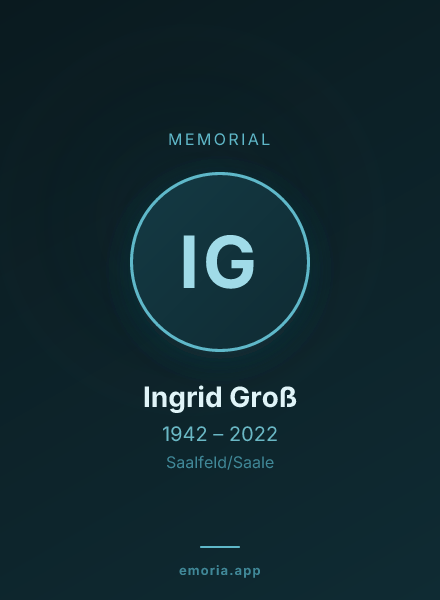 Memorial portrait of Ingrid Groß