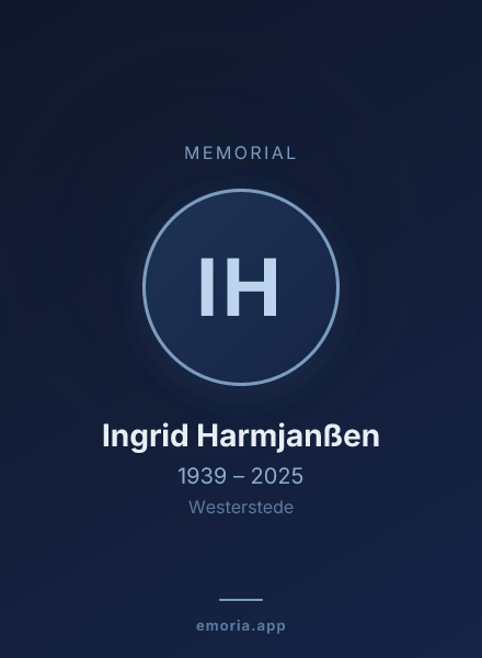 Memorial portrait of Ingrid Harmjanßen
