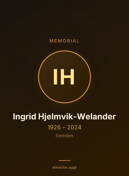 Memorial portrait of Ingrid Hjelmvik-Welander