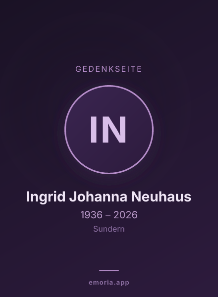 Gedenkportrait von Ingrid Johanna Neuhaus