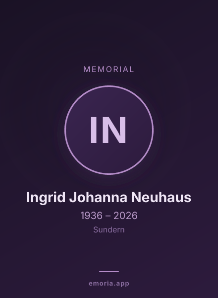 Memorial portrait of Ingrid Johanna Neuhaus