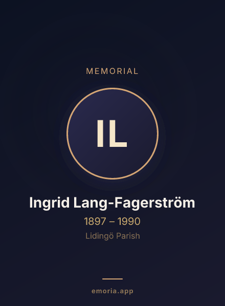 Memorial portrait of Ingrid Lang-Fagerström