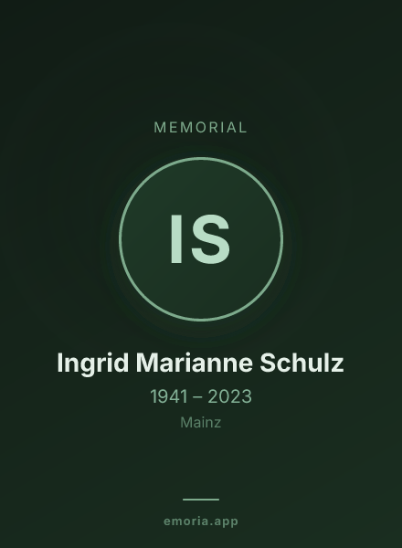 Memorial portrait of Ingrid Marianne Schulz