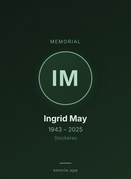 Memorial portrait of Ingrid May