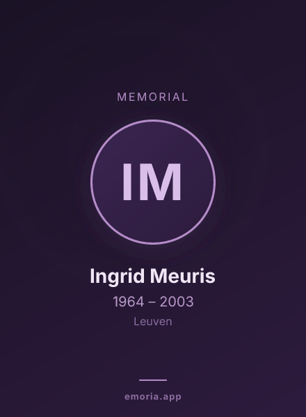 Memorial portrait of Ingrid Meuris