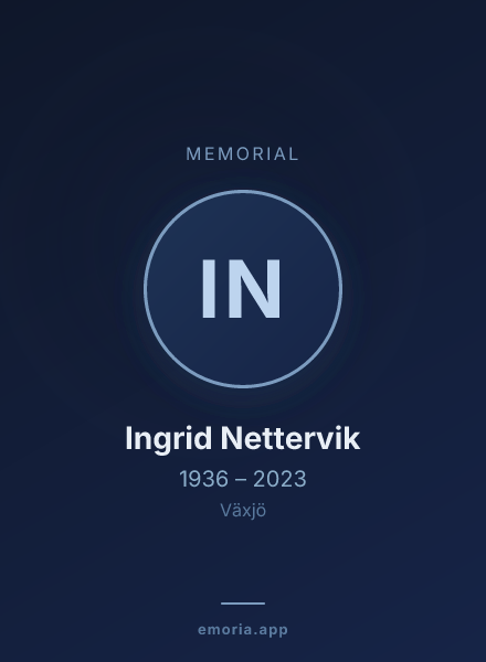 Memorial portrait of Ingrid Nettervik