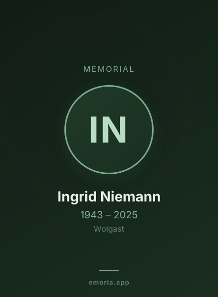 Memorial portrait of Ingrid Niemann