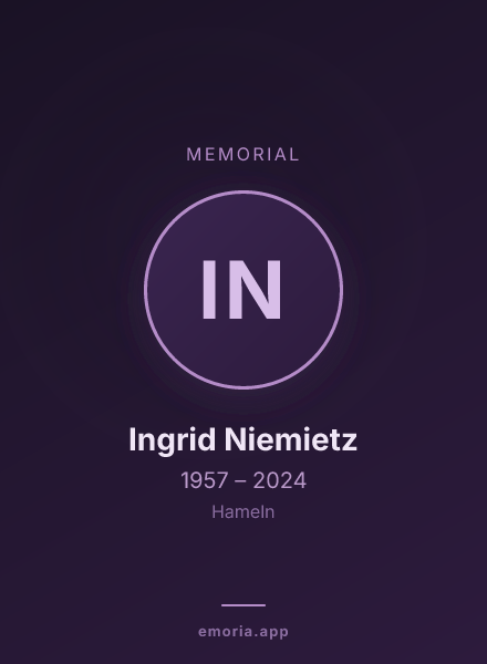 Memorial portrait of Ingrid Niemietz
