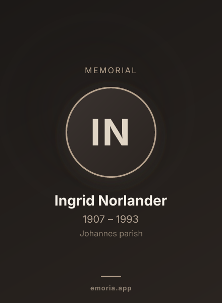Memorial portrait of Ingrid Norlander