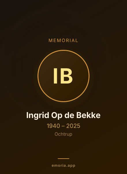 Memorial portrait of Ingrid Op de Bekke